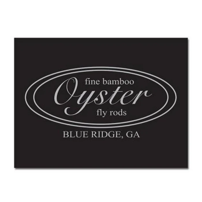 Oyster Fine Bamboo Fly Rods logo white on black background.
