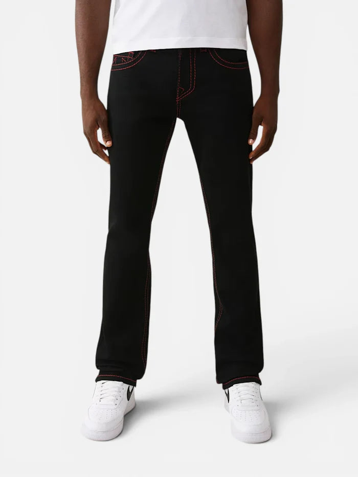 Pantalon Jean True Religion Ricky Straight Negro Rojo