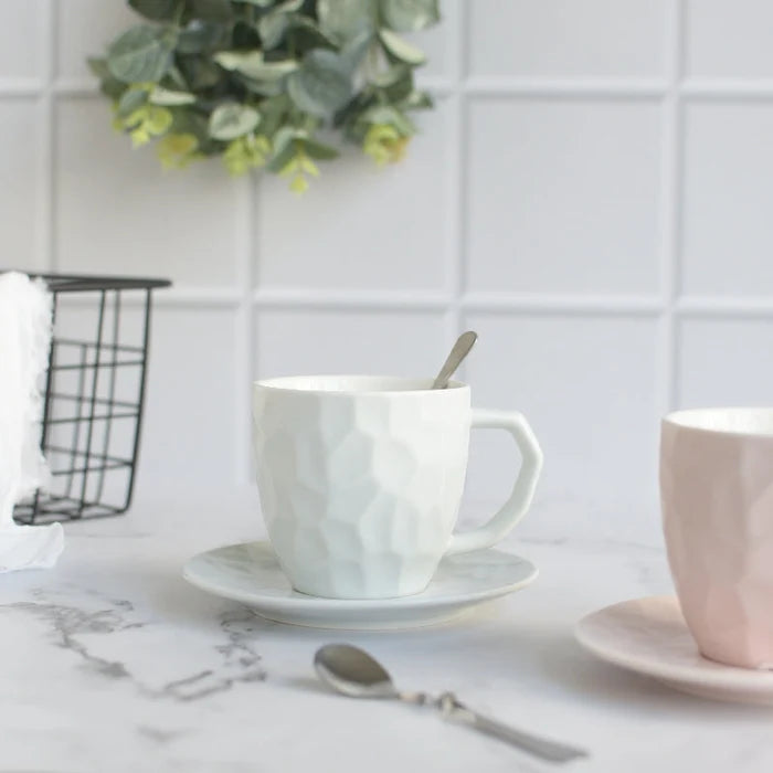 Pastel Crumple Texture Tea Cup & Saucer Set Tea Cups ERL