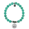 Peruvian Amazonite Stone Bracelet with Mom Crown Sterling Silver Charm