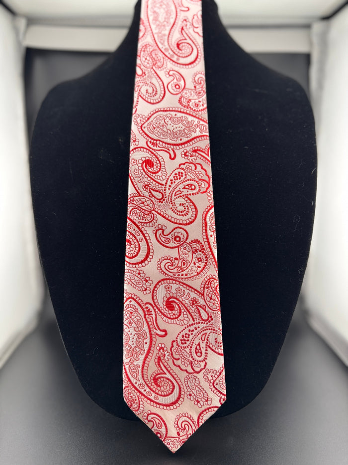 Pink & Red Paisley Necktie