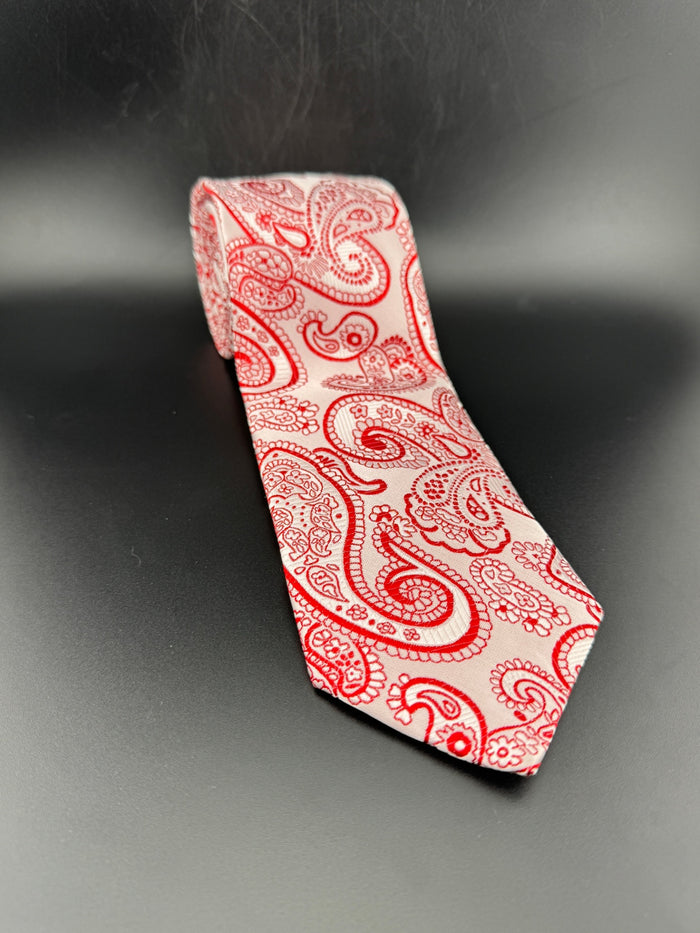 Pink & Red Paisley Necktie