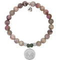 Pink Tourmaline Stone Bracelet with Guidance Sterling Silver Charm