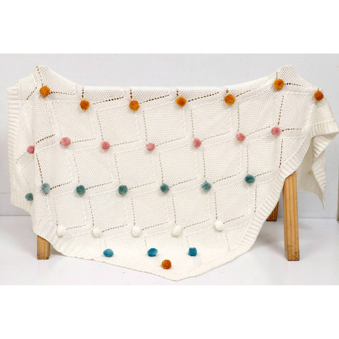 Polka Dot Pom Pom Price Throw Blanket - Rugs by Roo