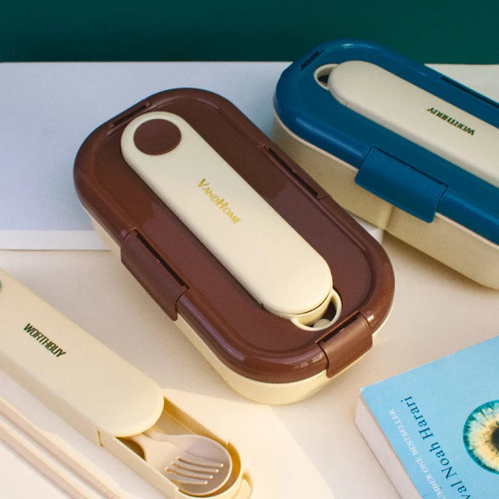 Pop Hue Lunch Box With Cutlery Set Lunch Boxes June Trading Burnt Brown