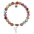 Purple Jasper Stone Bracelet with Infinity Heart Sterling Silver Charm