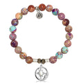 Purple Jasper Stone Bracelet with Moonlight Sterling Silver Charm