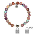 Purple Jasper Stone Bracelet with Unbreakable Sterling Silver Charm