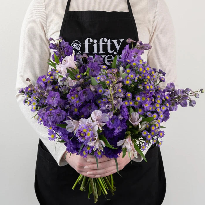 Purple Magic Flower Bouquet Apron - Image