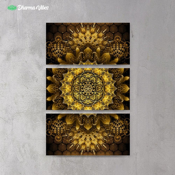 Raising - Gold by YantrArt 3-Piece Canvas