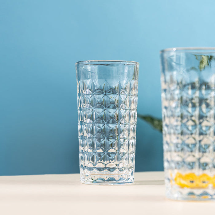 Refined Cut Glass Jug With 6 Pc Tumbler Glasses & Jug Set June Trading