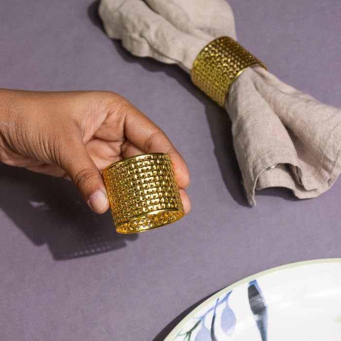 Regal Mesh Gold Napkin Rings (Set of 6) Napkin Rings June Trading