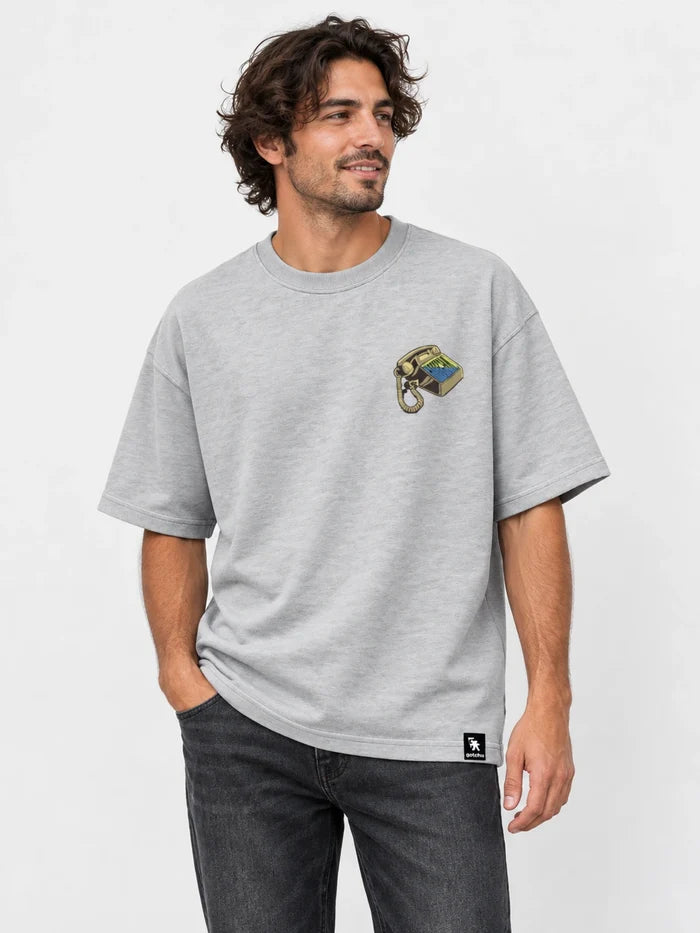 Remera Gotcha Telephone Oversize Gris Melange — vista principal