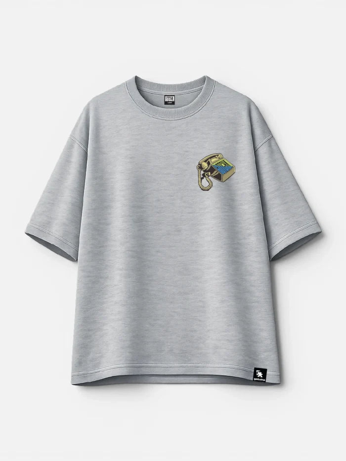 Remera Gotcha Telephone Oversize Gris Melange