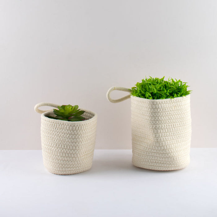 Rope Storage Basket For Planters & Essentials (Set Of 2) - Off White Basic Organisers June Trading Set Of 2