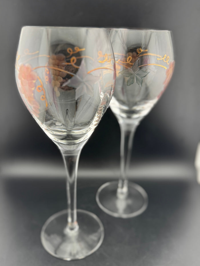 Rosenberg Romanian Crystal Wine Glasses, Pair