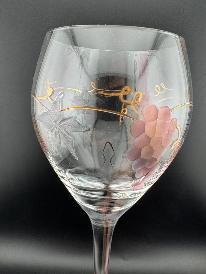 Rosenberg Romanian Crystal Wine Glasses, Pair
