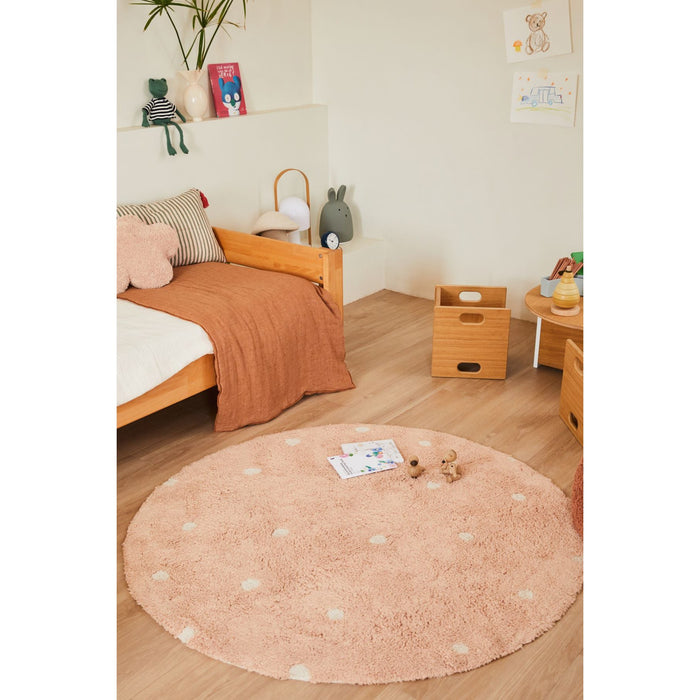 Round Dot Rose Washable Rug - Rugs by Roo