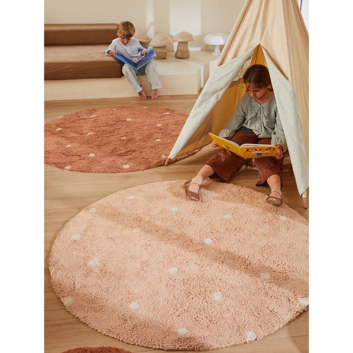 Round Dot Rose Washable Rug - Rugs by Roo