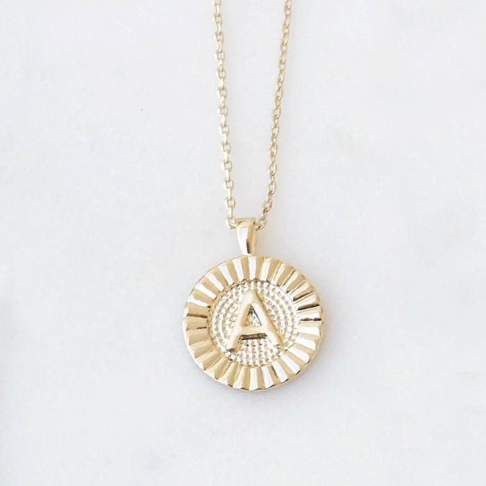 Round Initial Coin Necklace- Choose Initial - Pine & Moss