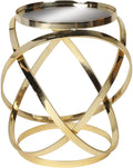 Round Metal Mirrored Accent Table, Gold