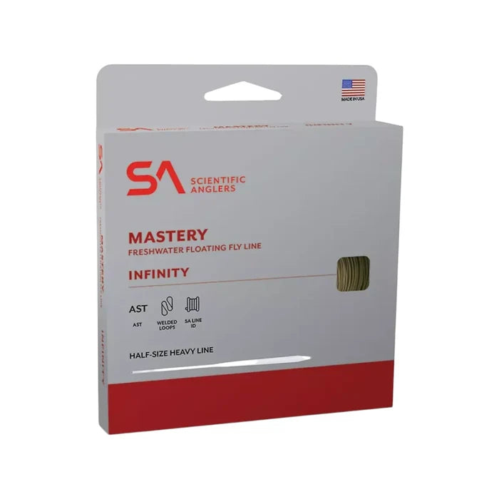 Scientific Anglers Mastery freshwater floating fly line packaging on a white background