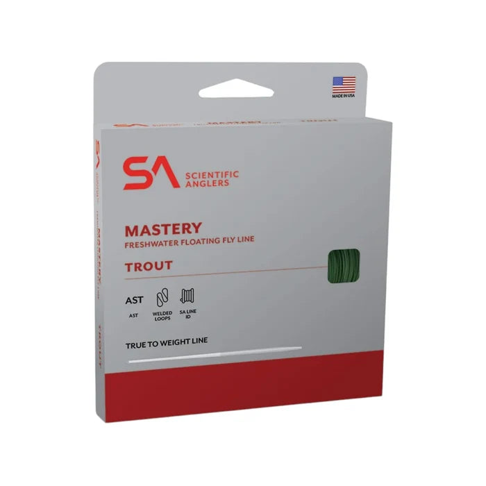 Scientific Anglers Mastery freshwater floating fly line packaging on a white background