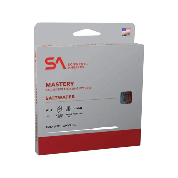 Scientific Anglers Mastery Saltwater fly line packaging on a white background