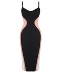Outline image of Seamed Lushy Midi Dress - Contour Black/Rose/White