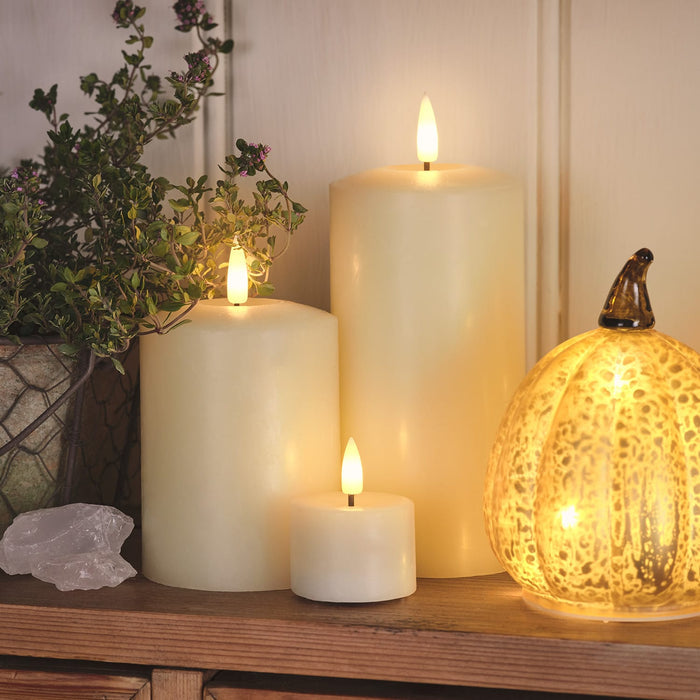 Set of 3 Autumnal Glass Light Up Pumpkins