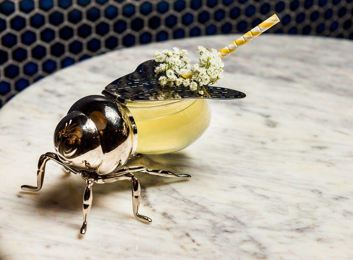 Silver Plated Bee Honey Jar with little paddle