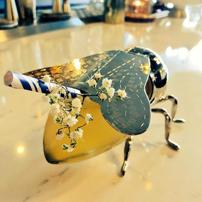 Silver Plated Bee Honey Jar with little paddle