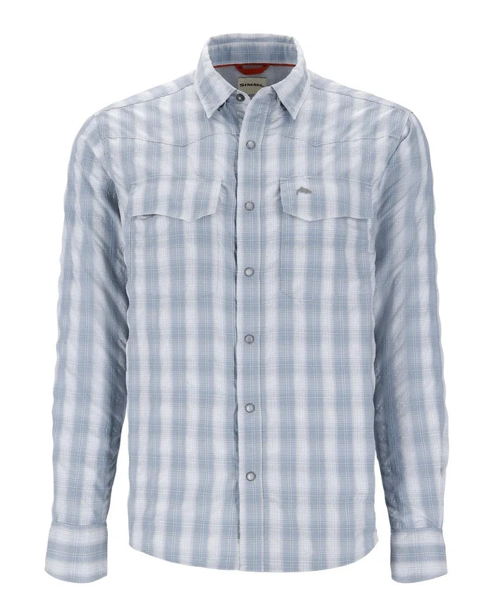 Simms Big Sky Long Sleeve Fishing Shirt in bimini blue plaid.
