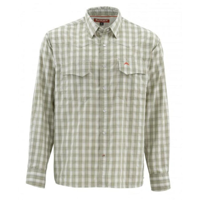 Simms Big Sky Long Sleeve Shirt in dark khaki plaid.