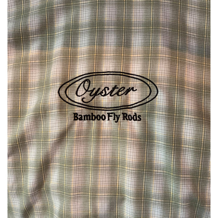 Simms Big Sky Long Sleeve Shirt in dark khaki plaid featuring Oyster fly rods logo.