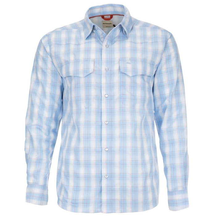 Simms Big Sky Long Sleeve Shirt in sky/flame plaid.