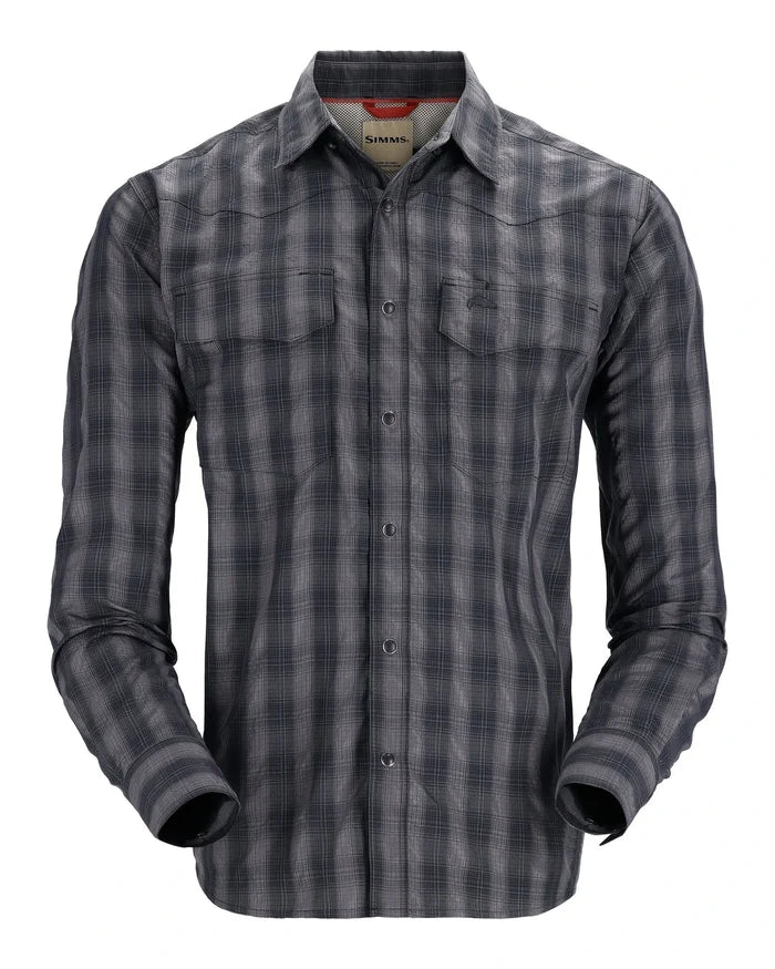 Simms Big Sky long sleeve shirt in black plaid.