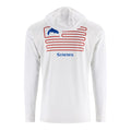 Simms tech hoody Artist Edition featuring trout flag design.