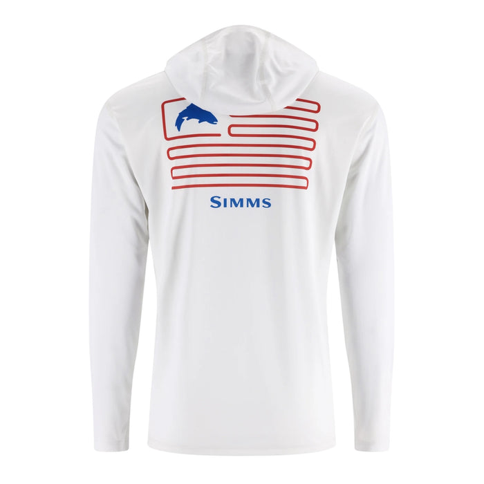 Simms tech hoody Artist Edition featuring trout flag design.