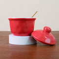 Spice & Pickle Pot With Spoon Seasoning Containers June Trading Apple Red