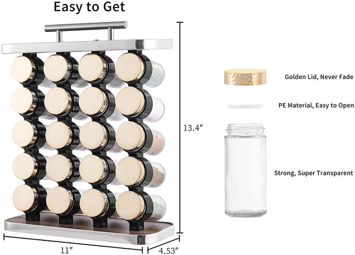 Spice Rack Organizer With Gold Spice Jars