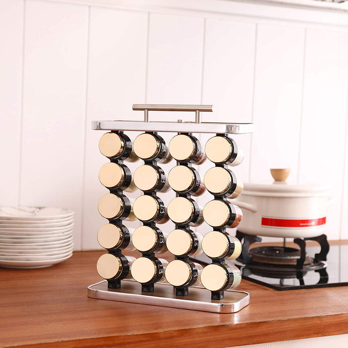 Spice Rack Organizer With Gold Spice Jars