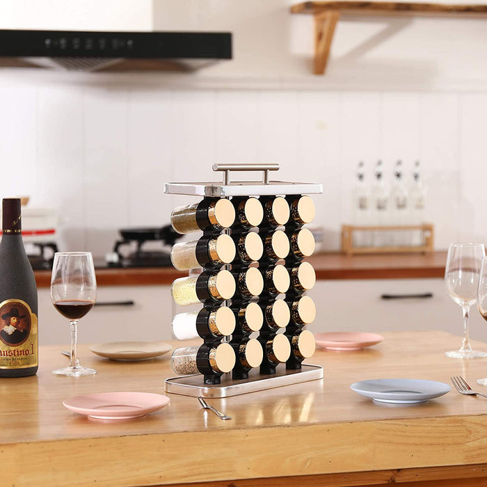 Spice Rack Organizer With Gold Spice Jars