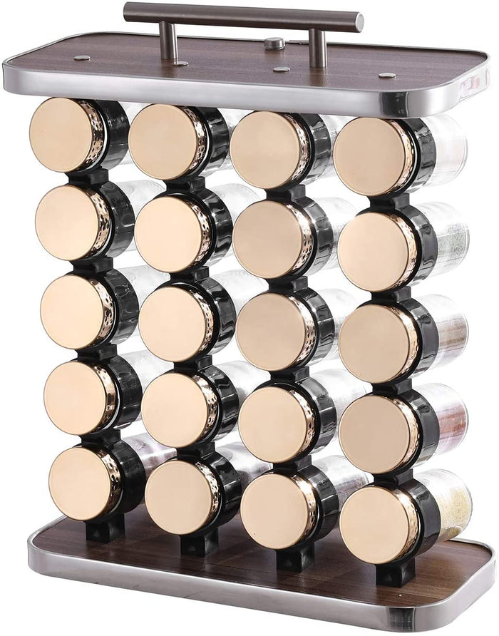 Spice Rack Organizer With Gold Spice Jars