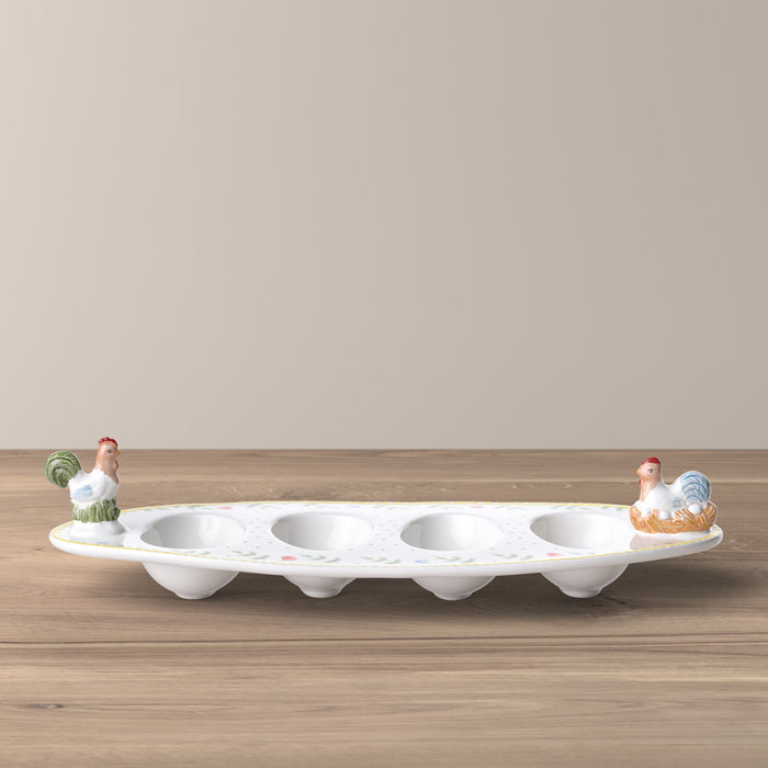 Spring Awakening Egg-Boat Rooster & Hen, 31x12 cm