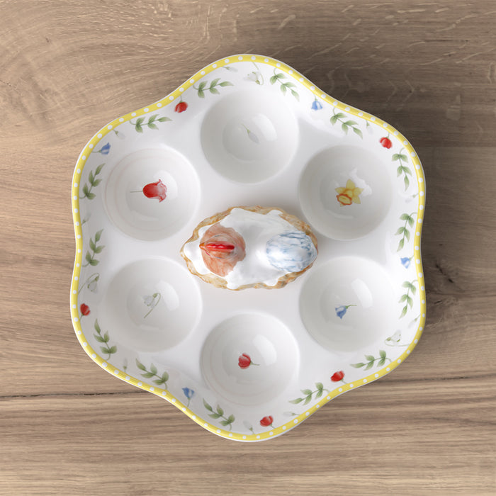 Spring Awakening Egg Plate Rooster & Hen, 20 cm