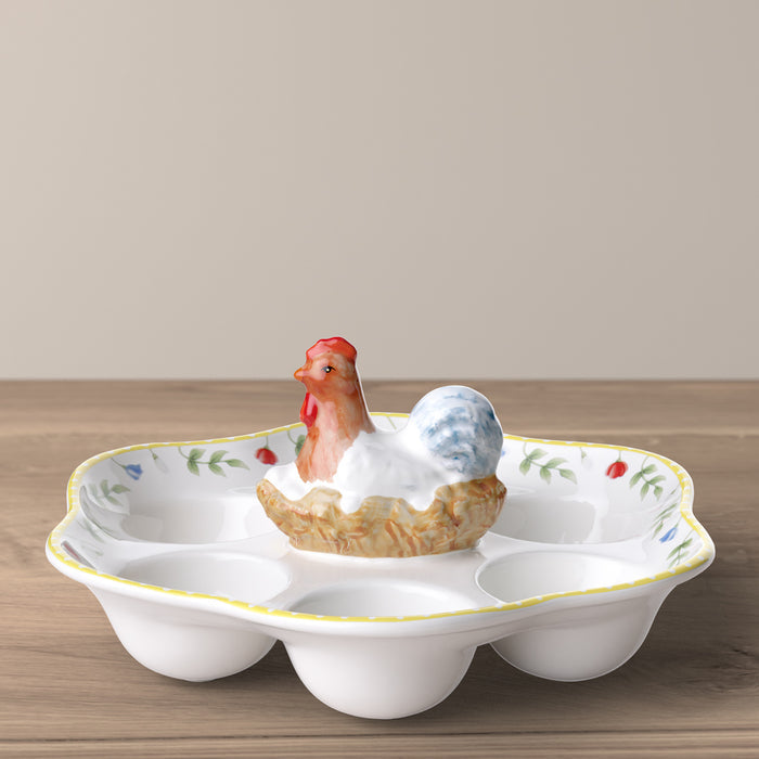 Spring Awakening Egg Plate Rooster & Hen, 20 cm