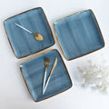 Square Gold Rimmed Blue Dinner Plate Dinner Plates June Trading Single Plate