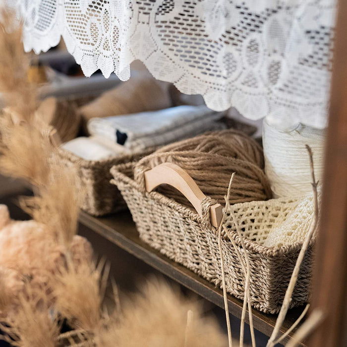 Storage Baskets with Wooden Handles 2-Pack