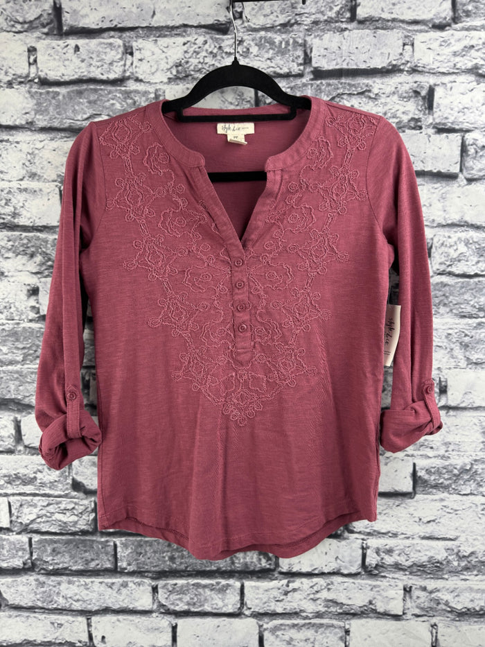 Style & Co. Raspberry Embroidered Shirt